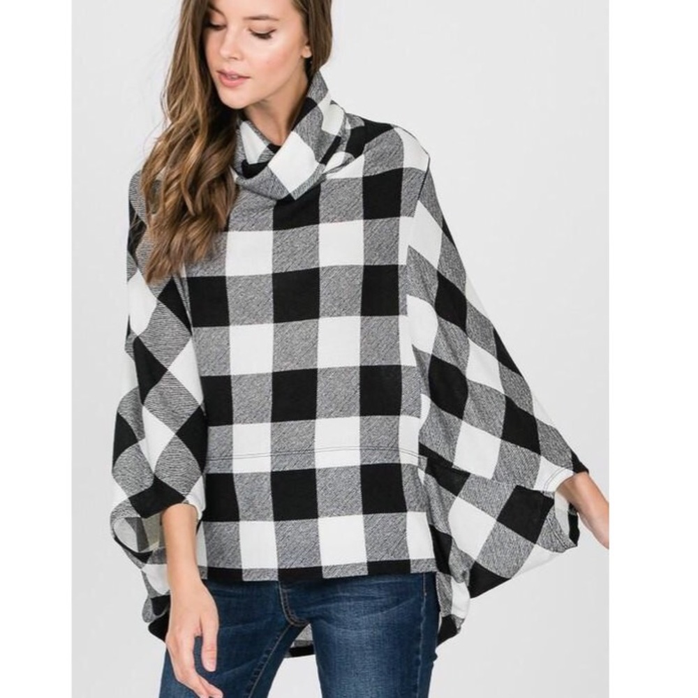 Buffalo Plaid Poncho - Picture 4 of 4